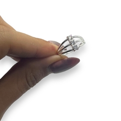 0408 Anillo Premium 3 Piedras Acero Blanco