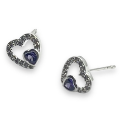 3588 Aros Pasantes Corazon Violeta Acero Blanco en internet