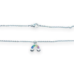 4255-4 Conjunto Dije+Cadena Arcoíris Multicolor Acero Blanco - comprar online