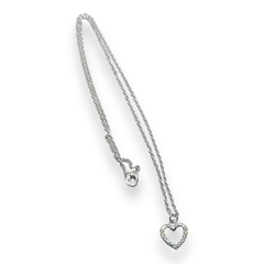 4255-5 Conjunto Dije+Cadena Corazon Acero Blanco