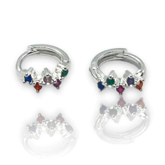 3592-3-4 Aros Cubanos Piedras - Variedad de Colores Acero Blanco - Stal Joyas