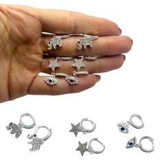 3590-1-2-3 Aros Cubanos Colgantes- Variedad de Modelos Acero Blanco