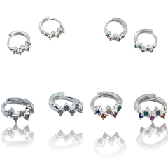 3592-3-4 Aros Cubanos Piedras - Variedad de Colores Acero Blanco