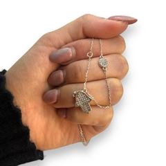 MO12 Conjunto Mano de Fatima con Cubics Plata 925 en internet