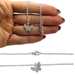 4255-7 Conjunto Mariposa con Cubics Acero Blanco