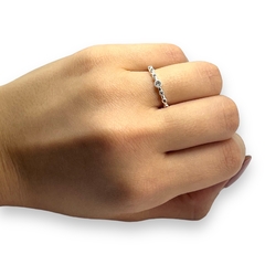 0345 Anillo Piedras Blancas Acero Blanco - comprar online