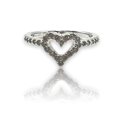 0349 Anillo Corazon con Cubics Acero Blanco - comprar online