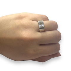 AG-5 ME/BL Anillo Piedra Blanca Cuadrada Plata 925 - comprar online