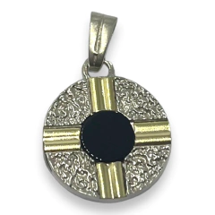 AG 259 GR Dije Circular Negro Plata y Oro (20 mm)
