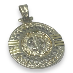 AG-267 Dije Flor de Loto Circular (27mm) Plata y Oro - comprar online
