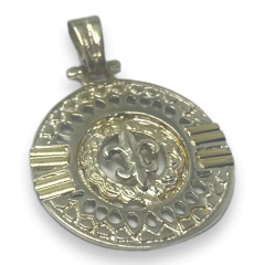 AG-267 Dije Flor de Loto Circular (27mm) Plata y Oro - comprar online