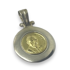 AG-9 FR Dije Papa Francisco Circular (18mm) Plata y Oro