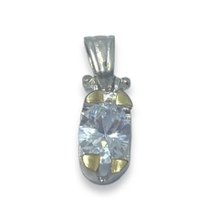 AG-69 Dije Piedra Blanca (15x8 mm) Plata y Oro - comprar online