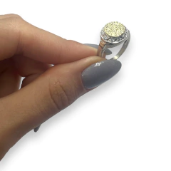 AG 377 Anillo San Benito Redondo con Piedras (13 mm) Plata y Oro
