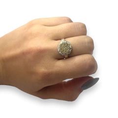 AG 377 Anillo San Benito Redondo con Piedras (13 mm) Plata y Oro - Stal Joyas