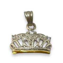 AG 466 Dije de Corona con Cubics (12x25 mm) Plata y Oro - Stal Joyas