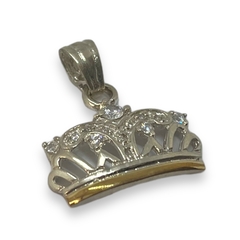 AG 466 Dije de Corona con Cubics (12x25 mm) Plata y Oro - tienda online