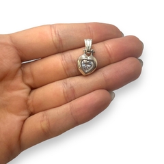 Imagen de AG 562 Dije Corazon Con Cubic Blanco (12 mm) Plata 925