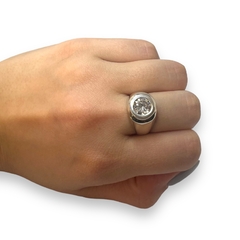 AG-560 Anillo Piedra Blanca Premium (11 mm) Plata 925 - Stal Joyas