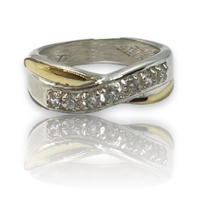 AG-480 Anillo Piedras Plata y Oro - Stal Joyas