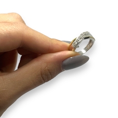 AG-480 Anillo Piedras Plata y Oro - comprar online