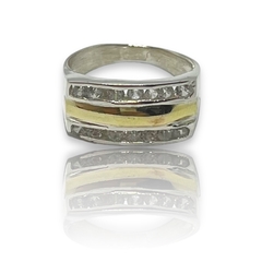 AG 337 Anillo Plata y Oro Con Cubics - Stal Joyas