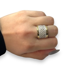 AG-499-0 Anillo Cubics Premium Plata y Oro - Stal Joyas