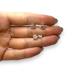 2 gr Conjunto Estrella Piedra Rosa (7 mm) Plata Italiana en internet