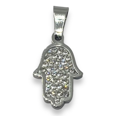 5827 Dije Mano de Fatima con Cubics (18x12 mm) Acero Quirúrgico