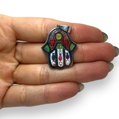 5907 Dije Mano de Fatima - Variedad de Colores (25x35 mm) Acero Quirúrgico - Stal Joyas