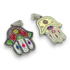 5907 Dije Mano de Fatima - Variedad de Colores (25x35 mm) Acero Quirúrgico - comprar online
