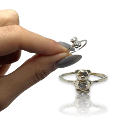 AG-635 Anillo Osito Cubic Blanco Plata 925