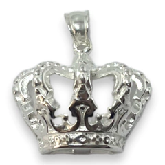 6040 Dije Corona Calada (20 mm) Acero Blanco - Stal Joyas