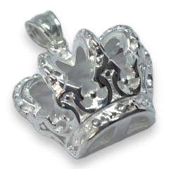 6040 Dije Corona Calada (20 mm) Acero Blanco - tienda online