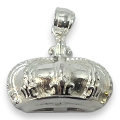 6044 Dije Corona Calada (20 mm) Acero Blanco - comprar online