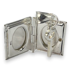 6053 Dije Relicario Libro + Llave (20 mm) Acero Blanco - comprar online