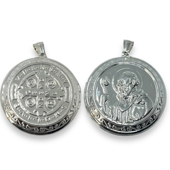 6057 Dije Relicario San Benito (45 mm) Acero Blanco - comprar online