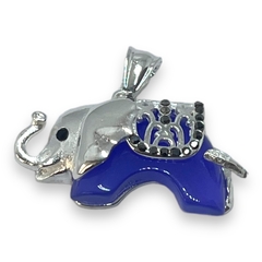 6081-LI Dije Elefante con Piedra Violeta (30x15 mm) Acero Blanco