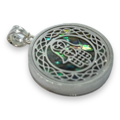 6102 Dije Circular Reversible Mano de Fatima Piedra Nácar (26 mm) Acero Blanco - comprar online