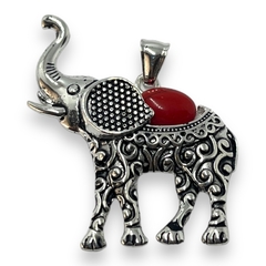 6110 Dije Elefante con Piedra Roja (35mm) Acero Blanco