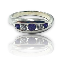 3.9 gr Anillo Piedras Violetas / Últimas Unidades Plata Italiana - comprar online