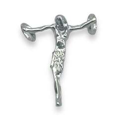 6124 Dije Jesus en la Cruz (30x20 mm) Acero Blanco