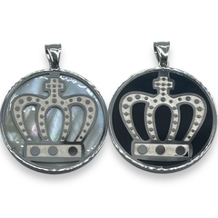 6147 Dije Corona Reversible con Nácar y Esmaltado (40 mm) Acero Quirúrgico