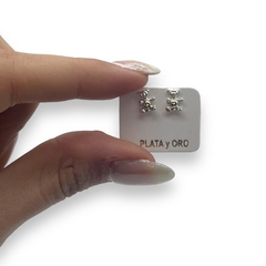 ART 24 Aros Pasantes Ositos Plata y Oro - comprar online