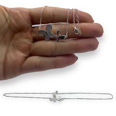 Cri 458 Conjunto Cadena y Dije Mariposa / Últimas Unidades Plata 925