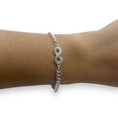8830-5 Pulseras con Dije Infinito y Cubics Acero Blanco en internet
