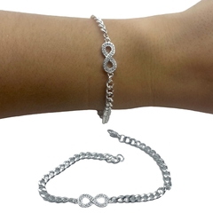 8830-5 Pulseras con Dije Infinito y Cubics Acero Blanco