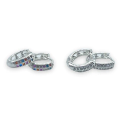3597-1-2 Aros Cubanos con Cubics - Variedad de Colores (12 mm) Acero Blanco