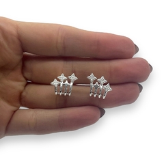 3596 Aros Pasantes Triples Estrellas Acero Blanco - comprar online