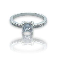 0420 Anillo Premium Mini Cuadrado Acero Blanco en internet